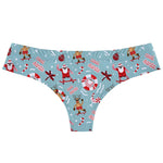 Women's Christmas Themed Printing G-string Sexy Low-Rise T-back Xmas Snowflakes Elk Pinted thong Seamless Female T-Pants