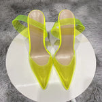 Transparent PVC high heels women's pointed sandals, transparent high heels, dress shoes, wedding shoes12cm.45, summer, 2021