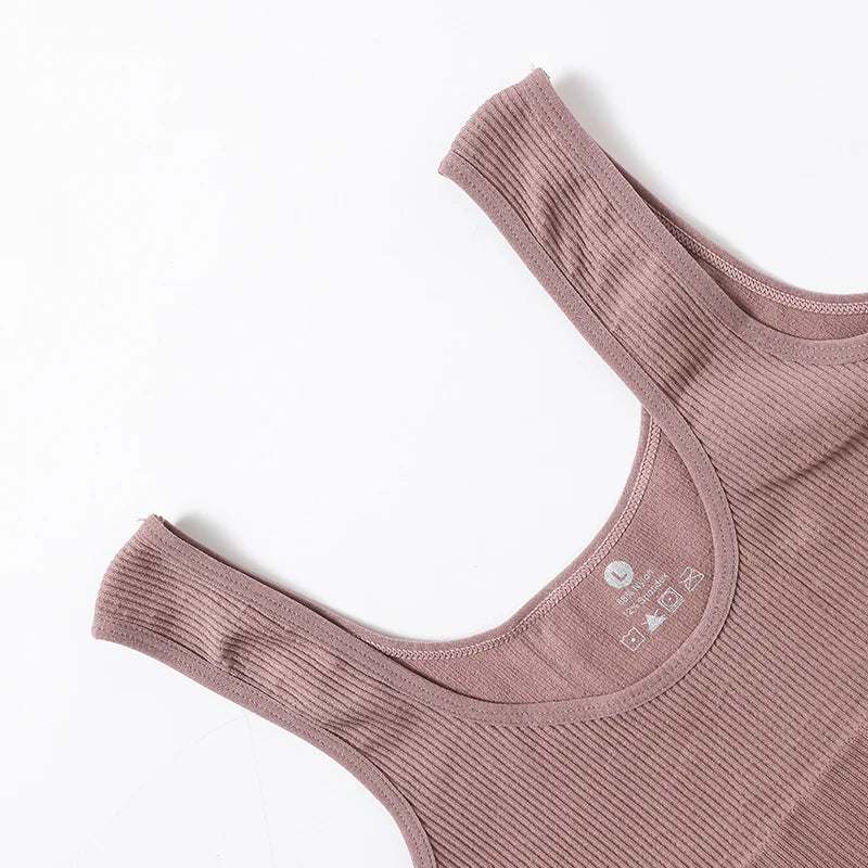Women Crop Top Seamless Underwear Ribbed Bralette O Neck Bra Tops Female Bra Crop Top Fashion Tanks Top Streetwear Camisole