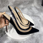transparent PVC women's high heels, 12cm 10cm 8cm thin heels, no shoelaces, toe, Party disco shoes, black, size 33-45