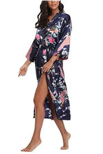 Sexy Women Long Robe With Pocket Wedding Bride Bridesmaid Dressing Gown Rayon Kimono Bathrobe Large Size S-XXXL Night Dress
