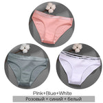 FINETOO 3PCS/Set Women's Underwear Cotton Panty Sexy Panties Female Underpants Solid Color Panty Intimates Women Lingerie M-2XL