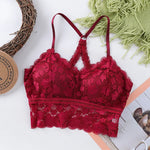 Cross Back Lace Bra Top Women Bralette Crop Top Sexy Lingerie Wireless Underwear Women Solid Color Bra Tops Padded Camisole