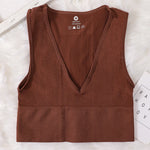 Women Crop Top Sexy Seamless Underwear Female Fitness Sleeveless Camisole Plunge Bralette Sports Cropped Tops Lingerie