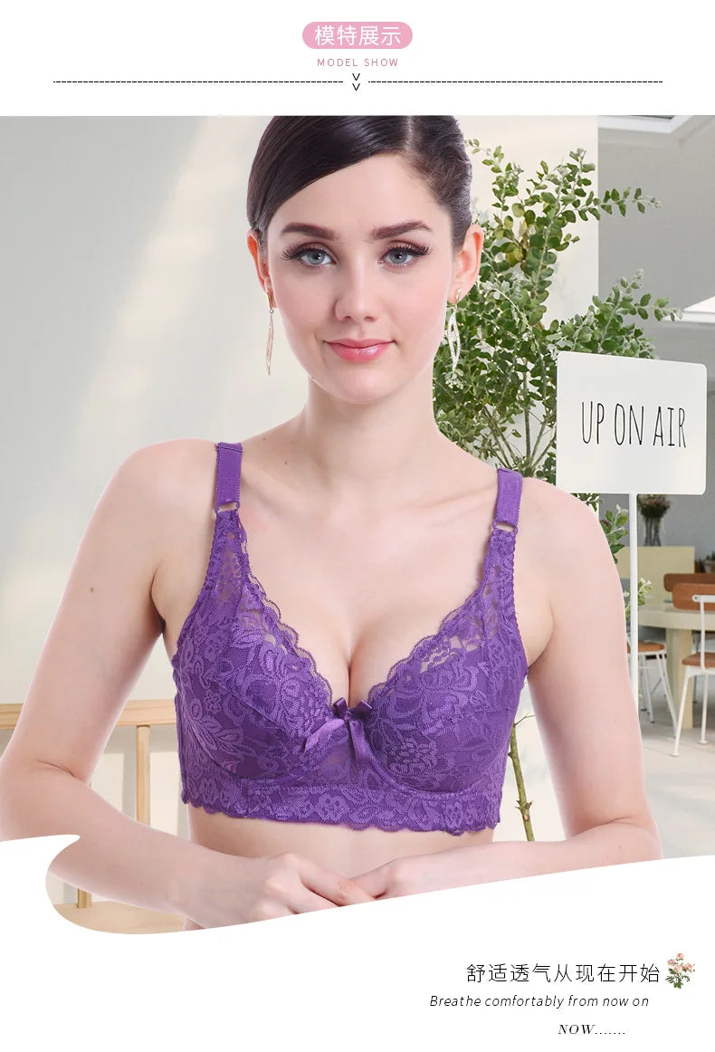 Women Sexy Bralette Big Size Lace Underwear Push Up Bras 80CD-105CD Intimates Female Lace Bra Lingerie 42D 44D 46D soutien gorge