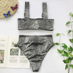 2026 Snake Printed Bandeau Bikini High Waist Swimsuit Women Vintage Swimwear Female Waist Belt Bikini Set Push Up Bathing Suit
