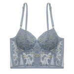 High Quality Lace Flowers Embroidery Underwear Women Sexy Body Shaper Push Up Bra French Luxury Romantic White Bralette Lingerie