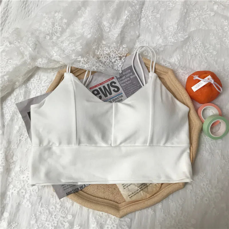 Cotton Tube Tops Women Bra Crop Top Female Wireless Solid Color Top Sleeveless Sexy Lingerie Padded Underwear