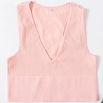 Deep V-Neck Crop Top 18 Colors Slim Fit Tank Stretchy Sleeveless Crop Vest Casual Ribbed Knit Top Low Cut Summer Camisole M-XL