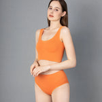 Seamless Women Lingerie Set Rib Bralette Sports Crop Top High Waist Briefs Panties Light Support Bra Sexy Underwear Set