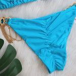 Halter Rhinestone Diamond Bikini Women Swimsuit Female Bikinis Metal Chain Swimwear Two Pieces Bikini Set Bathing Suit Swim Lady