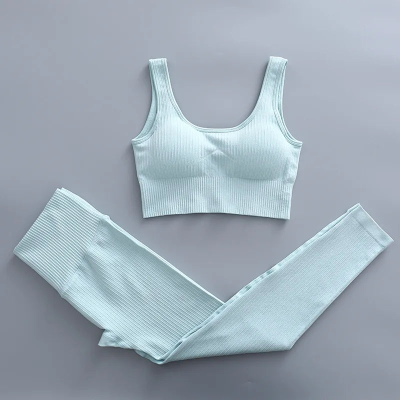 2/3 Piece Set Women Gym Wear Seamless Yoga Set Sports Bra Crop Top High Waist Leggings Fitness Sportswear Workout Outfits Woman