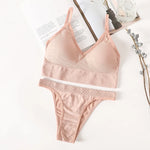 Women Seamless Bra Set Low Rise Brazilian Panties Wire Free Sports Bra Brassiere Sexy Lingerie Female Underwear Set