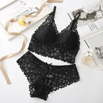 Women Lace Bra And Briefs Set Backless Bralette Solid Color Underwear Wireless Lace Bra Top Sexy Lingerie Set Female Intimates