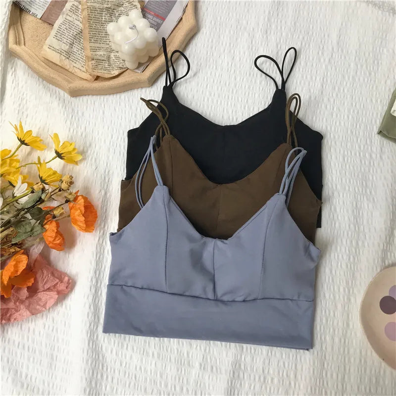 Cotton Tube Tops Women Bra Crop Top Female Wireless Solid Color Top Sleeveless Sexy Lingerie Padded Underwear