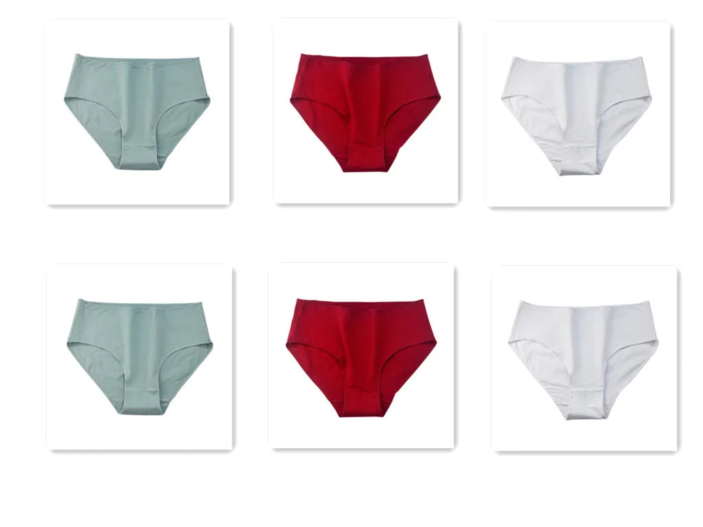 6Pcs/Set Women High Waist Cotton Briefs Breathable Panties Seamless Edge Comfort Underwear Solid Color Soft M-2XL Intimates