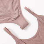 Women Seamless Bra And Panties Set U-Back Bralette Top Comfort Breathable Briefs Ribbed Sexy Lingerie Sports Underwear Set