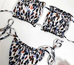 Tie Dye Pleated Ruffled Bikinis Bandeau Bikini Women Swimsuit Female Swimwear Two-pieces Bikini Set Hollow Out Bathing Suit Swim