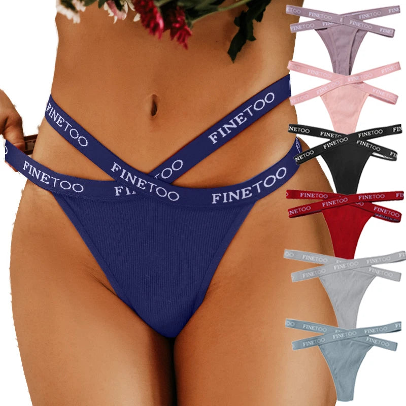 Women's Low Waist Bikini Briefs Seamless Thongs Panties Female Cotton G-String Underwear Ladies Letter Belt Lingerie M-XL Girls