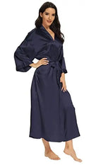 Women Silk Satin Long Wedding Bride Bridesmaid Robe Kimono Robe Feminino Bath Robe Large Size XXXL Peignoir Femme Sexy Bathrobe
