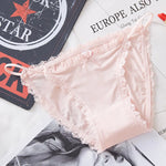 3Pcs/Set Sexy Women Brazilian Panties Ice Silk Briefs Female Underpants Seamless Underwear Lace Trims Low Rise Briefs M-XL