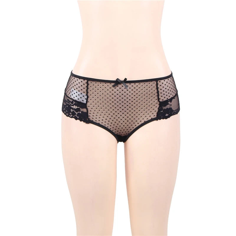 Pink High Waist Lace Strappy Panty for Women Sexy See Through Mesh Thong Underwear Plus Size Breathable