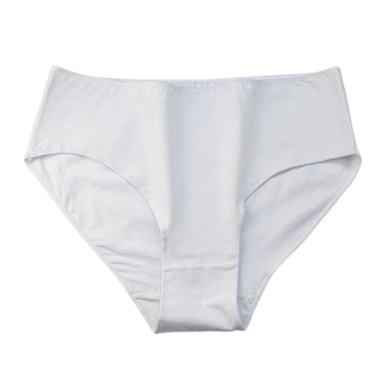1 Pack Soft Cotton Briefs Women High Waist Panties Ladies Solid Color Women's Full Coverage Plus Size Lingerie M-2XL Intimates