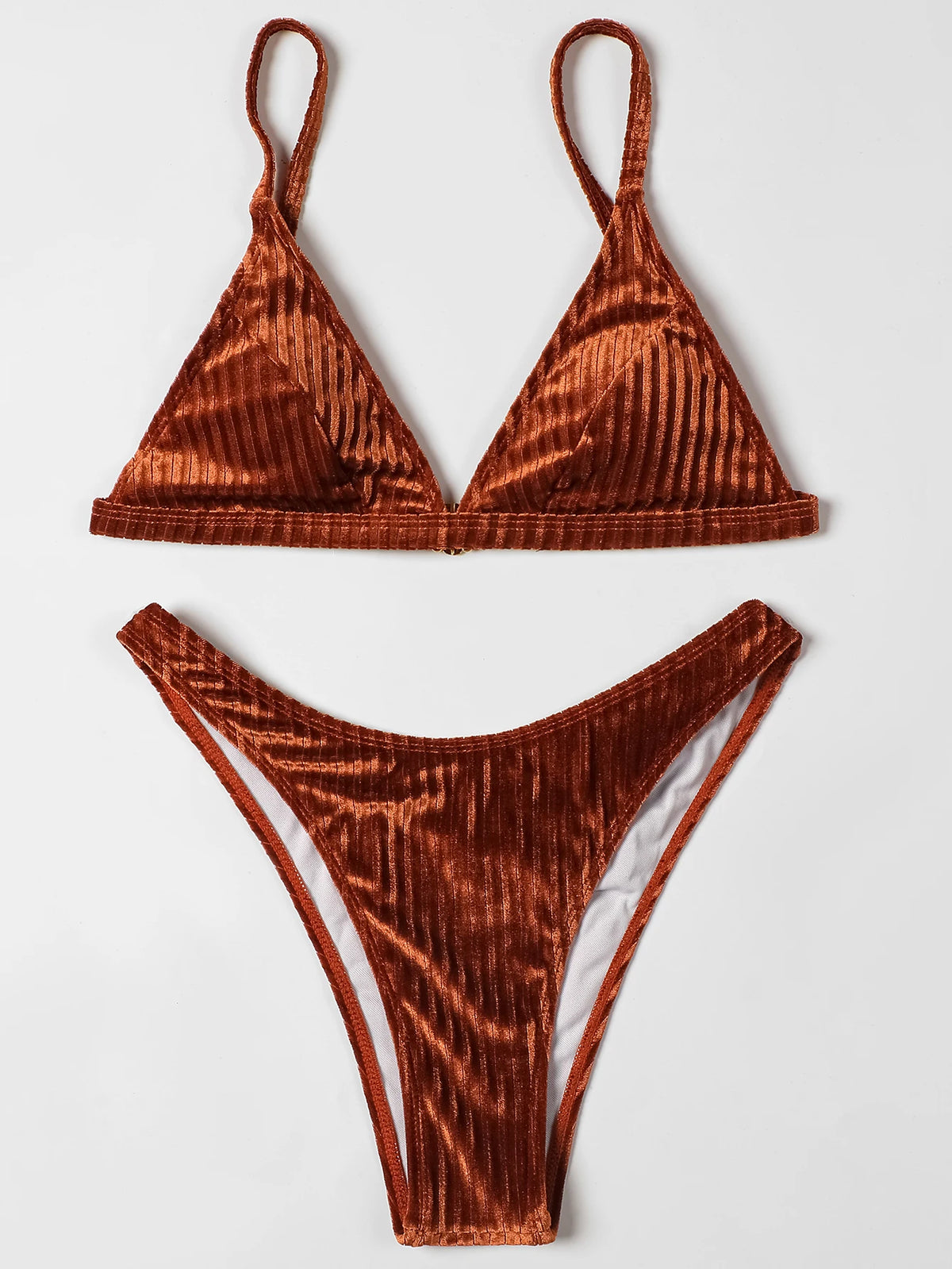 ZTVitality Sexy Push Up Bikini 2025 Hot Sale Straps Padded Bra Pit Strip Velvet Swimsuit Female High Leg Swimwear Women Biquini