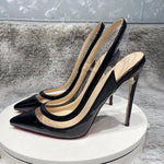 transparent PVC women's high heels, 12cm 10cm 8cm thin heels, no shoelaces, toe, Party disco shoes, black, size 33-45