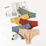 Breathable Cotton Lady thong Solid Color Women's T-back Sexy Elastic waistband T-Pants Seamless G-String Cotton Crotch Knickers