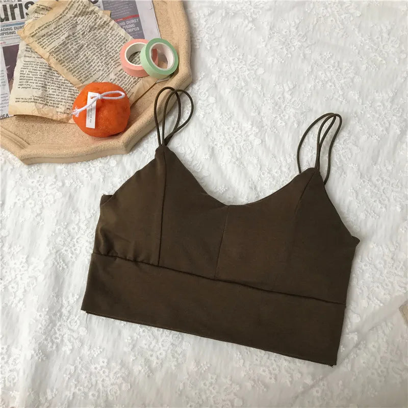 Cotton Tube Tops Women Bra Crop Top Female Wireless Solid Color Top Sleeveless Sexy Lingerie Padded Underwear