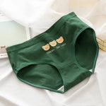 Cotton Panties Women Panties Green Print Briefs Low Waist Underwear Female Underpants Lingerie Cartoon Panty M-XL