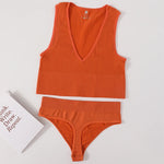 Sexy Women Bra Set Seamless Underwear High Waist Thongs Fashion Bralette Ribbed Tops Brassiere Basic Crop Top Female Lingerie