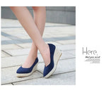 Suede princess women wedge shoes pointed toe pumps high heels platform Mary Jane office lady pumps party espadrilles cute shoesb