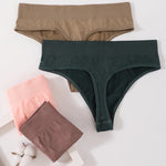 1PC/2PCS Women High Waist Panties Thongs High-Leg Cut Panty Ladies Daily & Fitness Underpant Seamless Underwear Panties M-XL