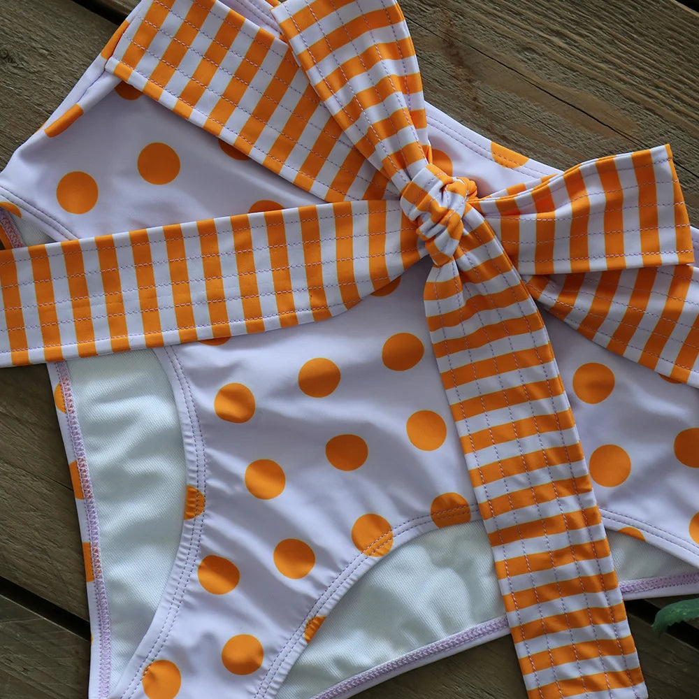 Two-Pieces Women Floral 2025 Push-Up Padded Bra Ruffles Bandage Bikini Set Swimsuit Swimwear Bathing Suit Beachwear Biquini