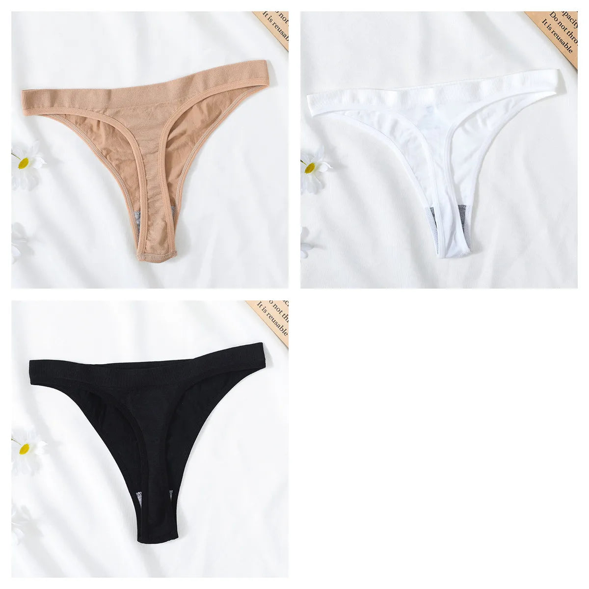 3PCS/Set Seamless G-string Panties Women Underwear Female Underpants Low Waist Thong Sexy Lingerie Seamless Sports Panties