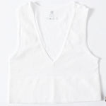Deep V-Neck Crop Top 18 Colors Slim Fit Tank Stretchy Sleeveless Crop Vest Casual Ribbed Knit Top Low Cut Summer Camisole M-XL