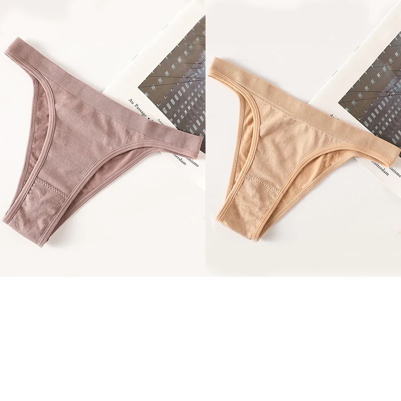2PCS/Set Seamless Women Brazilian Panties Female Underpants High Leg Cut Underwear Sexy Lingerie Bikini Sports Briefs M-L