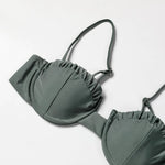 ZTVitality Solid Swimwear Women 2025 Newest Push Up Sexy Bikini Padded Bra Underwire Mid Waist Folds Swimsuit Brazilian Biquini