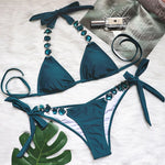 Halter Crystal Rhinestone Diamond Bikini 2026 Female Swimsuit Women Swimwear Two Pieces Bikini set Brazilian Bathing Suit Swim