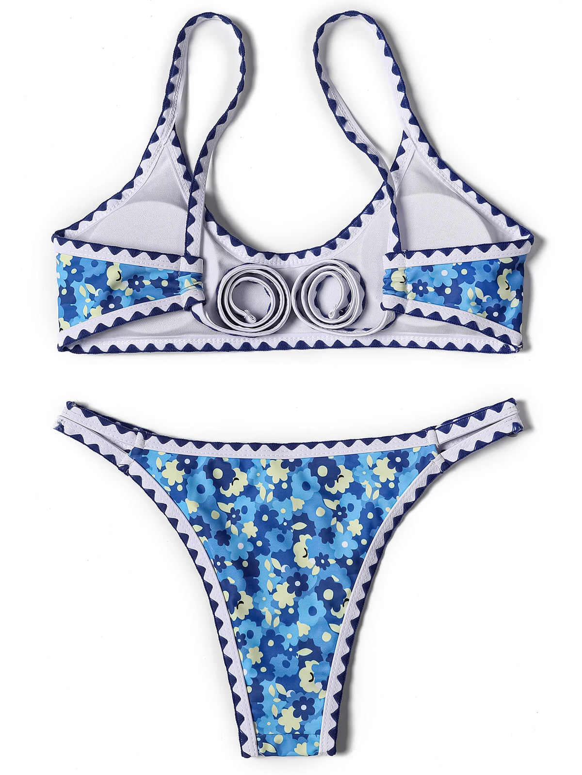 ZTVitality Swimwear Women 2025 New Arrival Print Whip Stitch Sexy Bikini Padded Bra Mid Waist Bandgae Swimsuit Brazilian Biquini