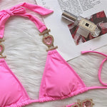 Diamond Rhinestone BikiniFemale Swimsuit Women Swimwear Two-pieces Bikini set With Hairbands Bather Bathing Suit Swim V3047G