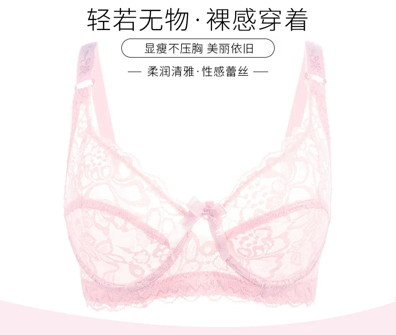 Sexy Lace Push Up Women Bra Underwear Thin Cup Underwire Bralette Plus Size 75-105 B C D Cup Ultra-thin Lace Sexy Bras