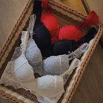 French Sexy Lace Embroidery Push Up Bra Set Women Wire Free Underwear Classic Black Bandage Thicken Cup Winter Panties Lingerie