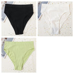 3Pcs/Set Seamless Panties Women High Waist Briefs High Cut Sports Bottom Underwear Female Stretch Rib Underpants Sexy Lingerie