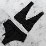 ZTVitality Solid Fold Push Up Bikini 2025 Black Padded Bandage Bikinis High Waist Swimsuit Swimwear Women Sexy Brazilian Biquini