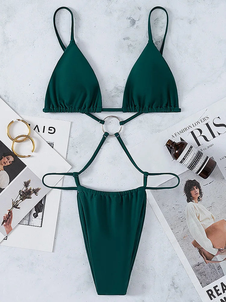 High Cut Out G String Female Swimwear One Piece Swimsuit Women Mini Micro Thong Monokini Bather Backless Bathing Suit Swim Wear