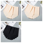 3Pcs/Set Women Ice Silk Panties Wavy Trim Seamless Underwear High Waist Panty No Show Briefs Invisible Ladies Lingerie M-XXL