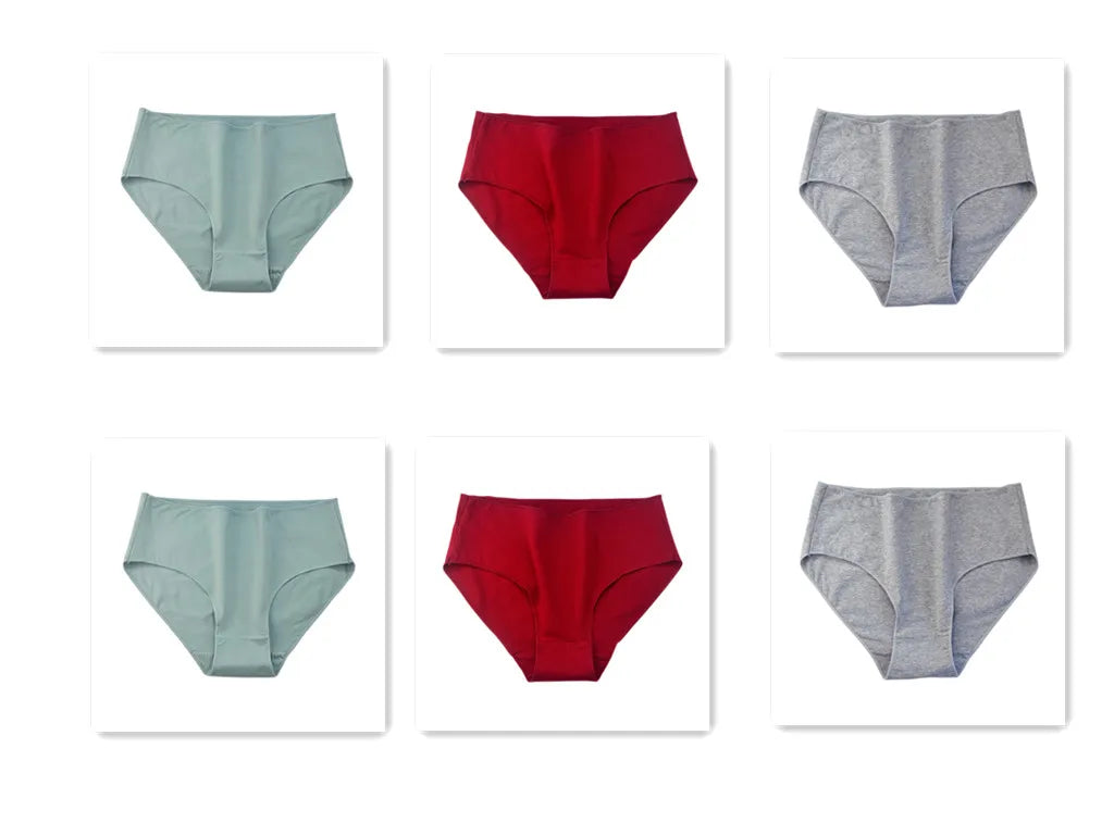 6Pcs/Set Women High Waist Cotton Briefs Breathable Panties Seamless Edge Comfort Underwear Solid Color Soft M-2XL Intimates
